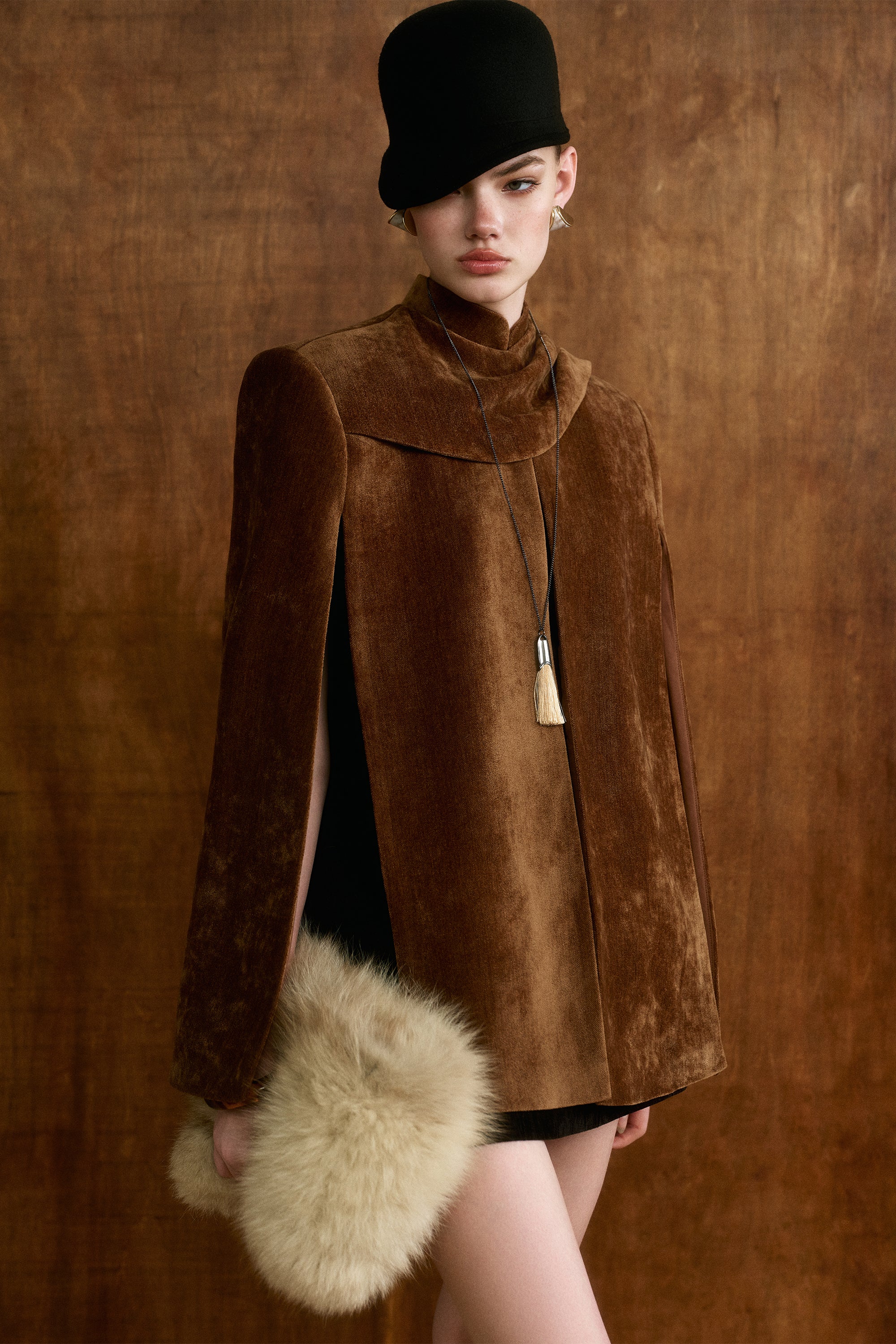 BRONTE Velvet Cape Coat