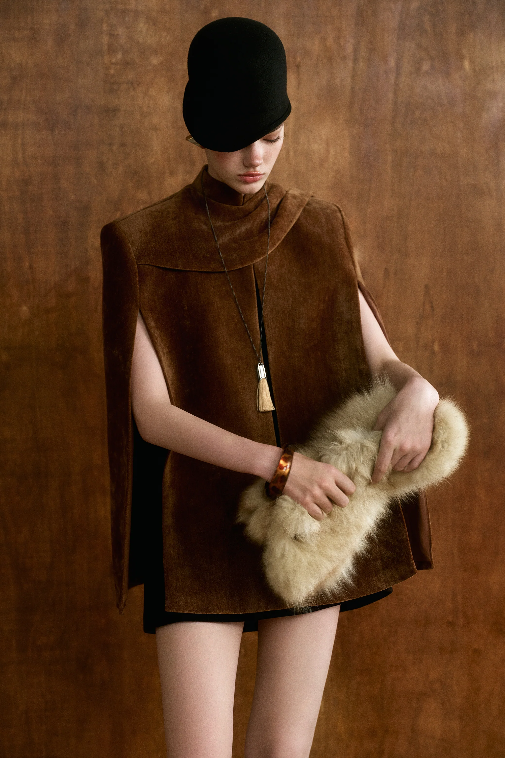BRONTE Velvet Cape Coat - Image 2
