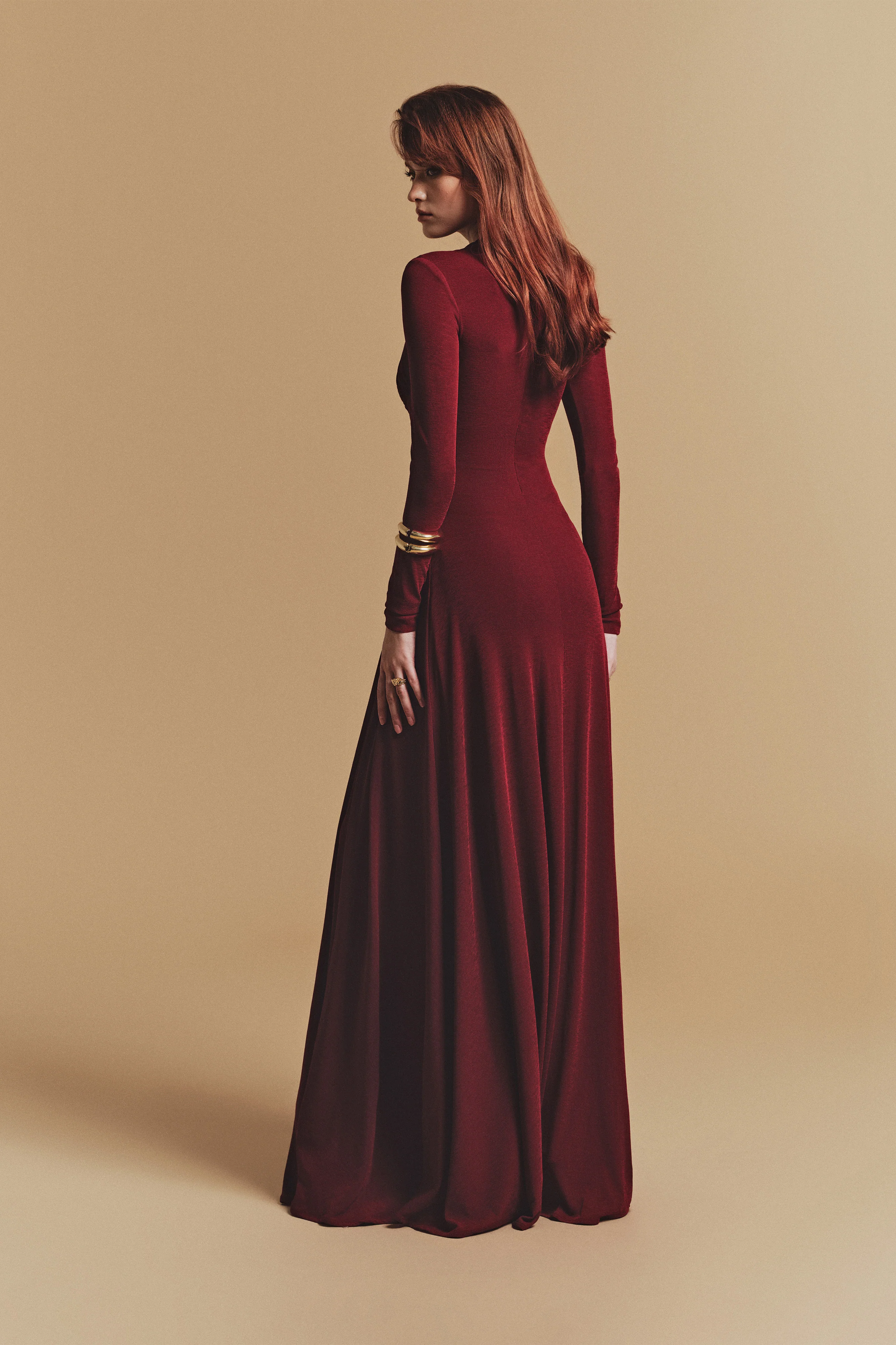 FAUX Asymmetric Long sleeve Maxi Dress - Image 4
