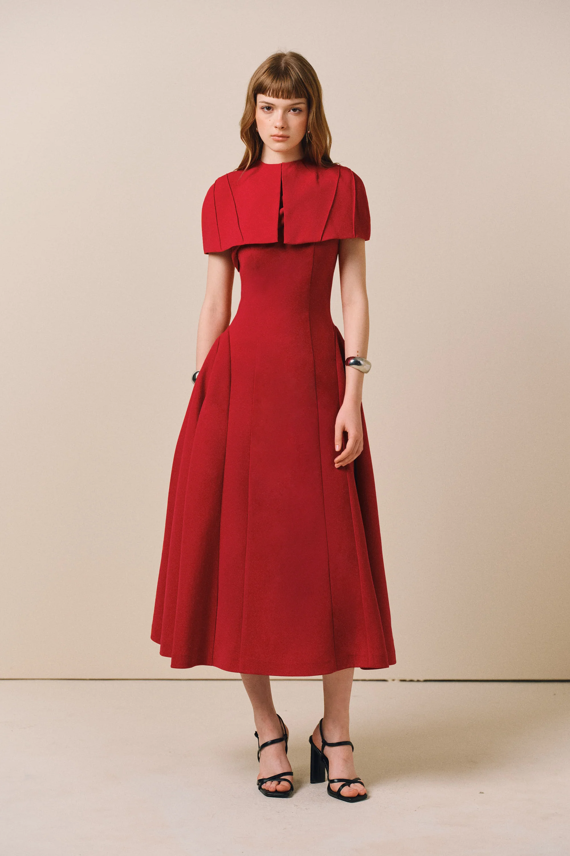 HARDIN Midi Dress with Cape - Image 4