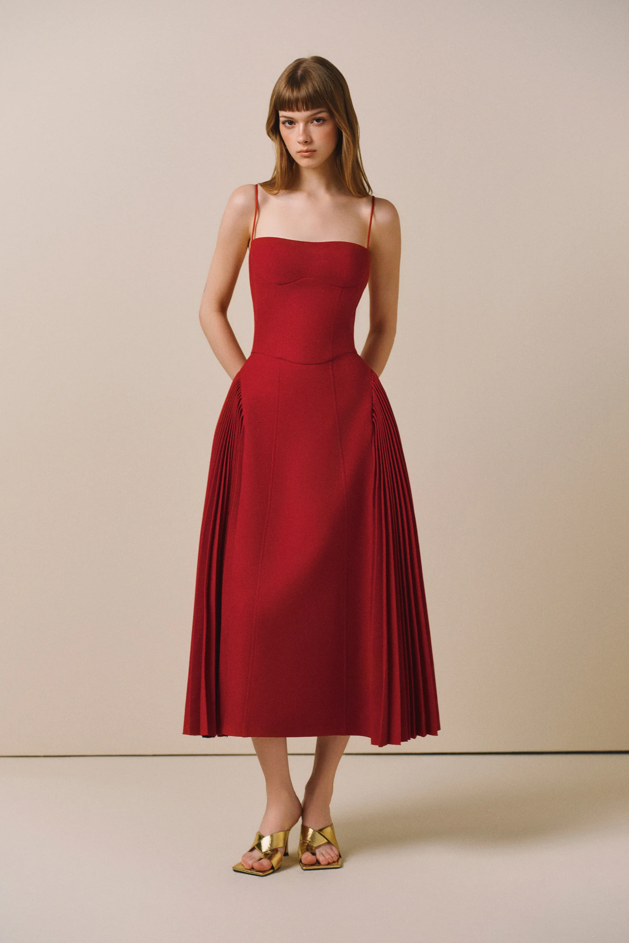 JARDIN Pleated Midi Dress - Image 3