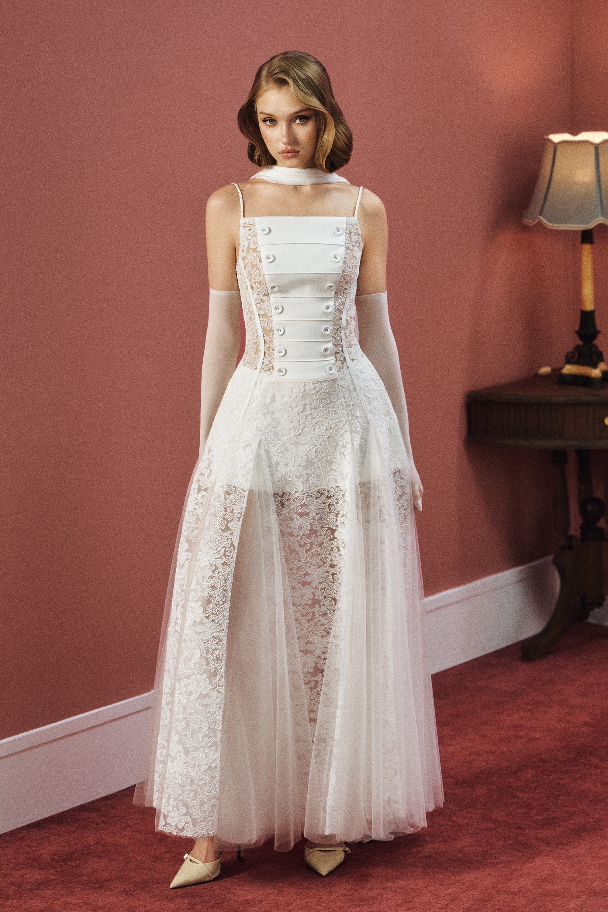 MARIEL Scarf-Neck Lace Maxi Dress - Image 10