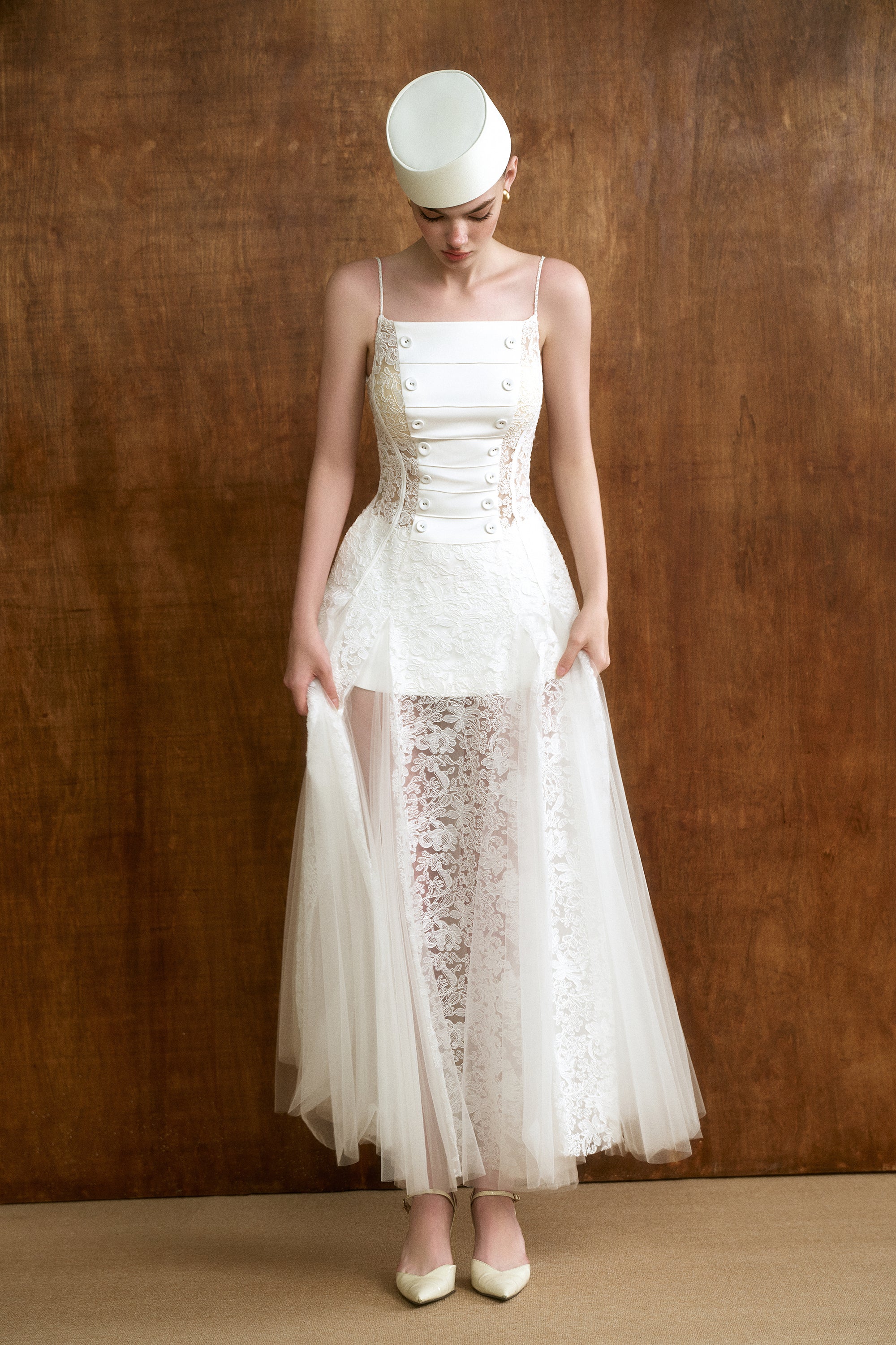 MARIEL Scarf-Neck Lace Maxi Dress - Image 3