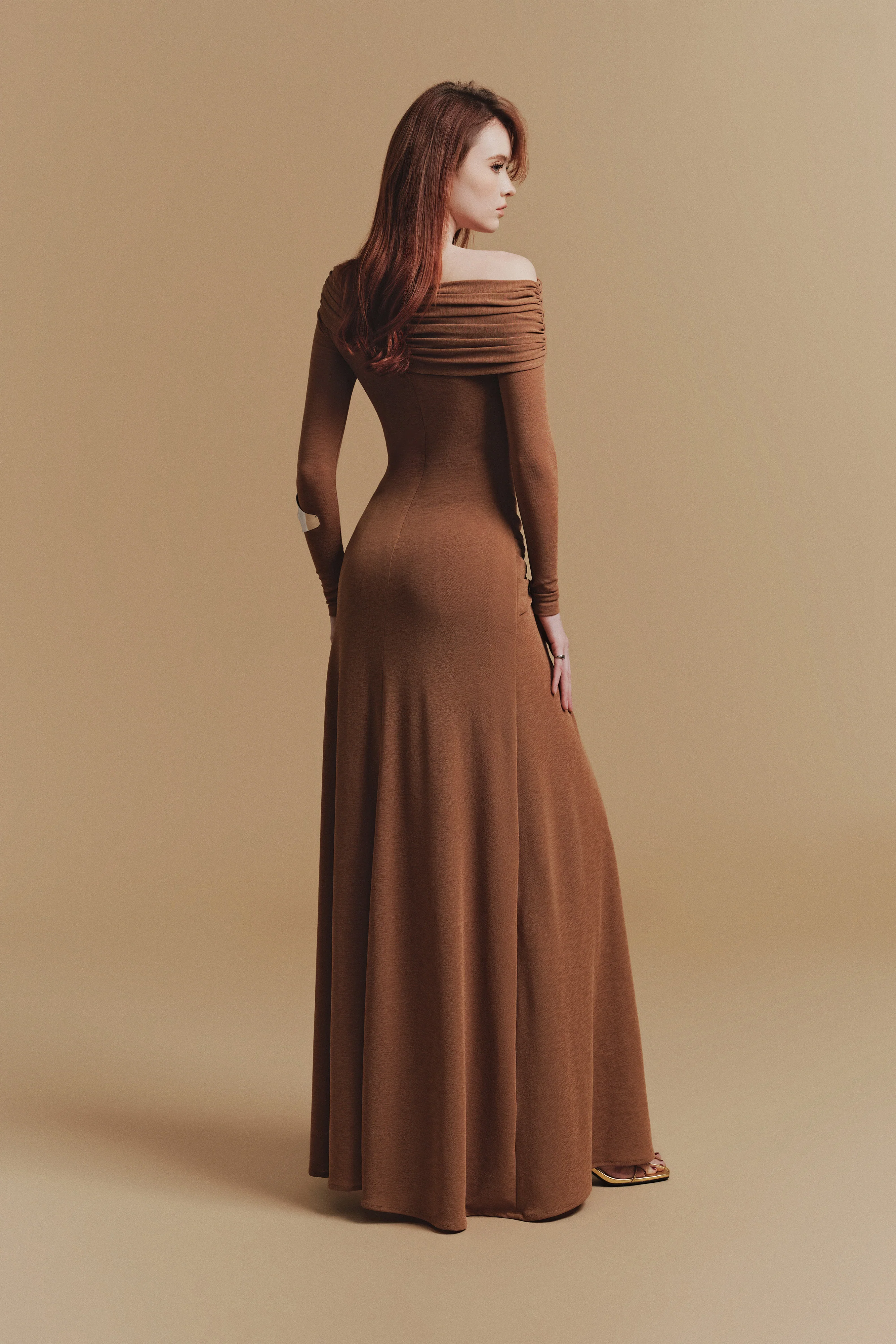 ROCHEL Asymmetric Long sleeve Maxi Dress - Image 4