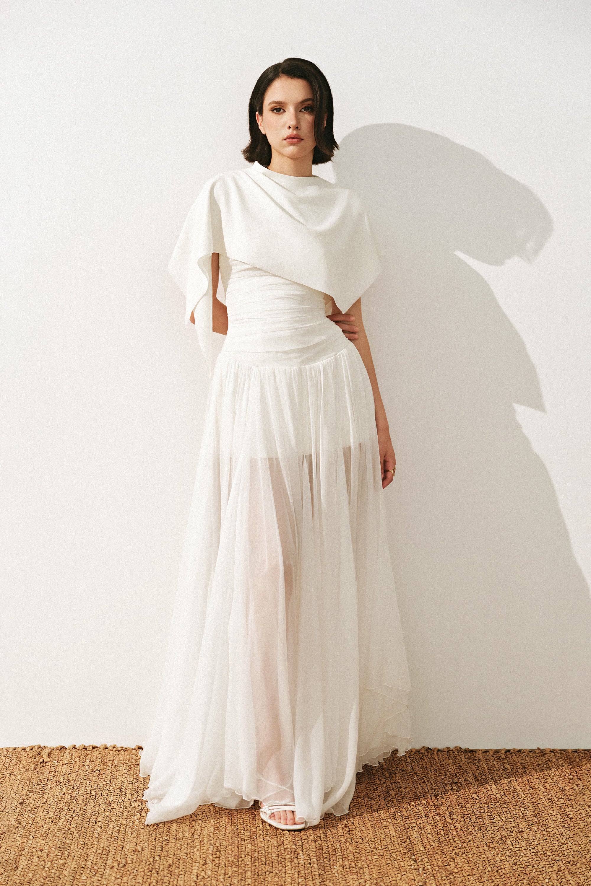Thea Asymmetric Draped Cape - Image 3