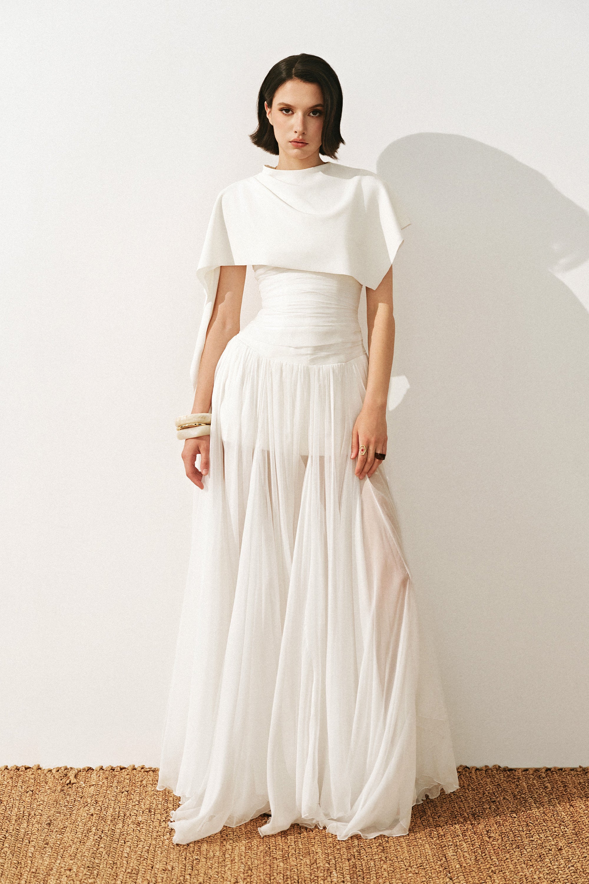 Thea Asymmetric Draped Cape - Image 5